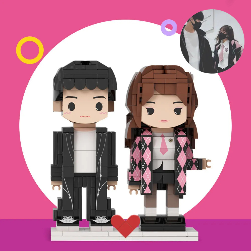 Customizable Fully Body 2 People Custom Brick Figures Persanalized Cute Face Universal Interlocking Plastic Toy Gifts for Her