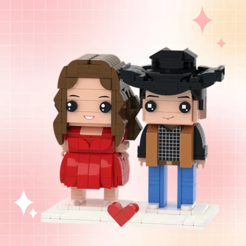 Customizable Fully Body 2 People Custom Brick Figures Denim Suit Brick Me Figures