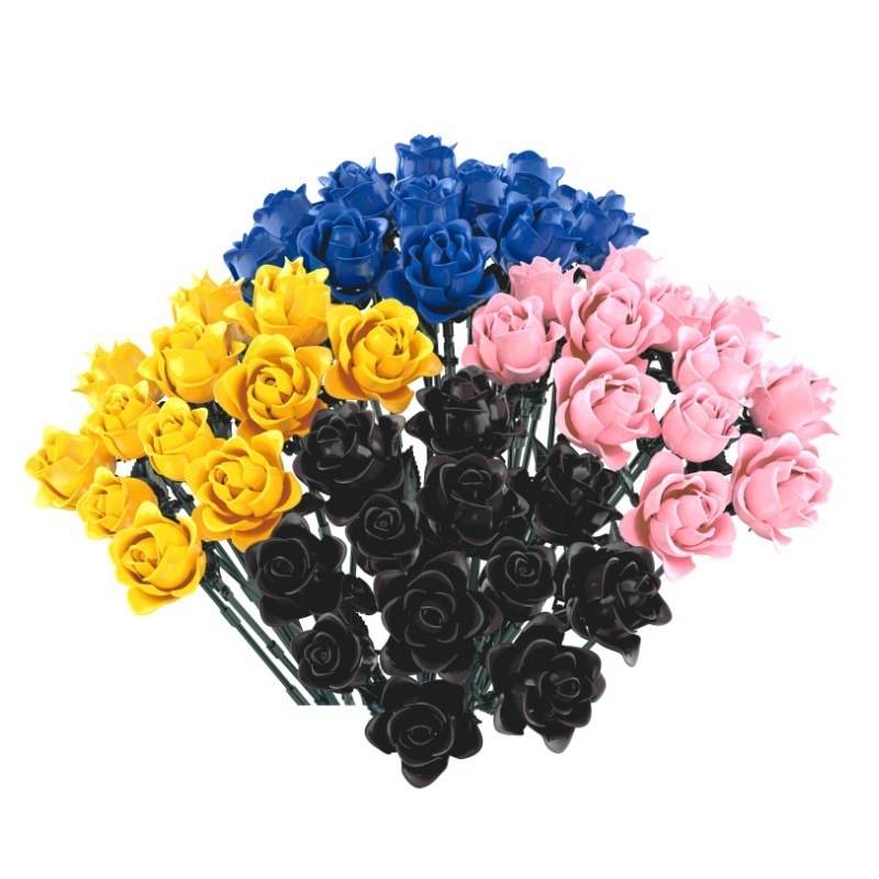 Black Rose Bouquet Building Blocks, Blue Enchantress Eternal