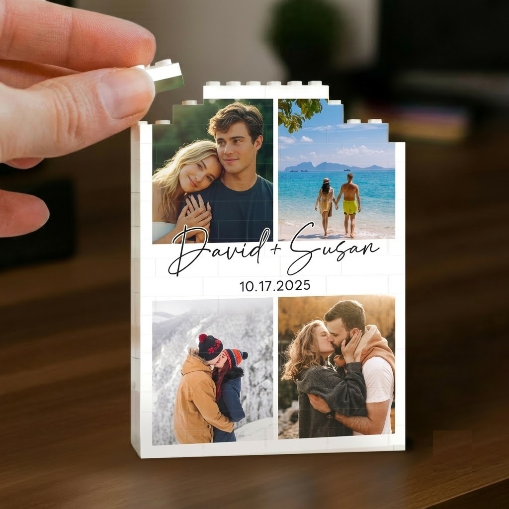 Custom Photo Building Blocks, Personalized Couple Brick Puzzle Gift
