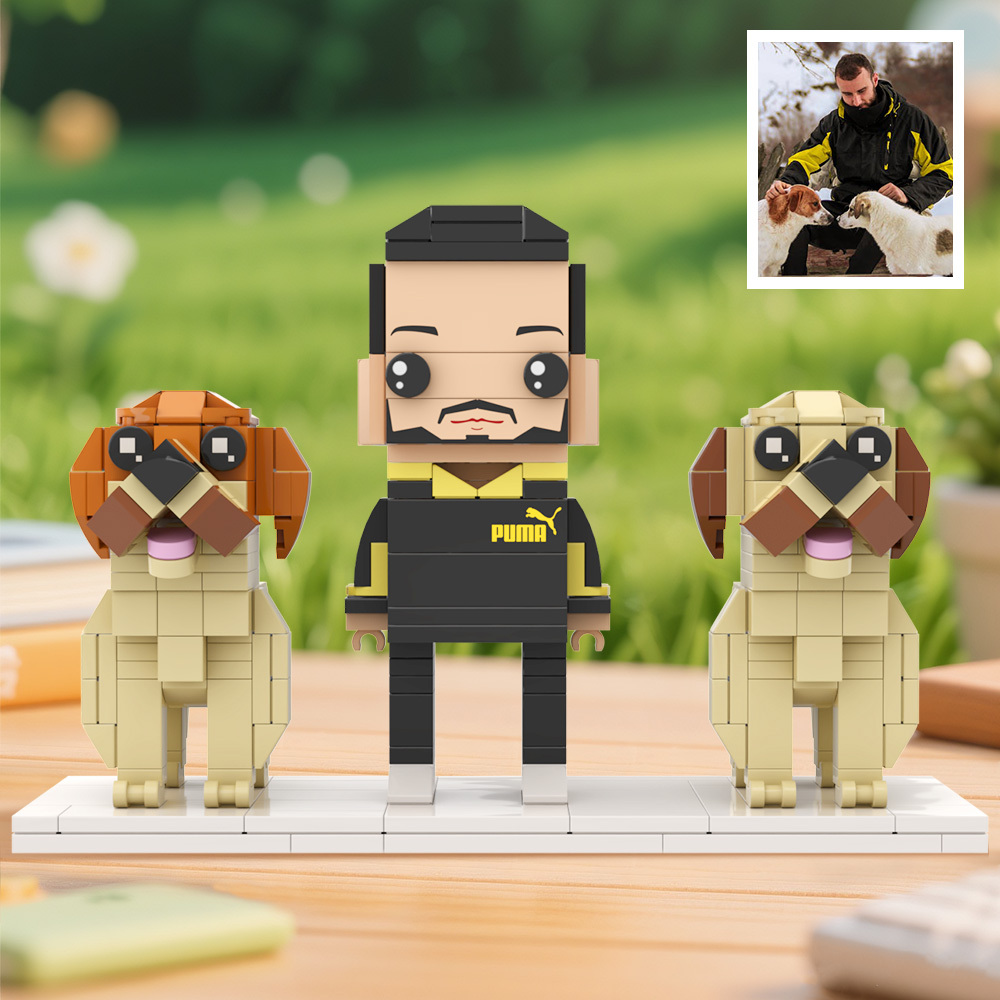 Personalized 1 People Fully Body People With Dog and Cat Pets Family Gifts