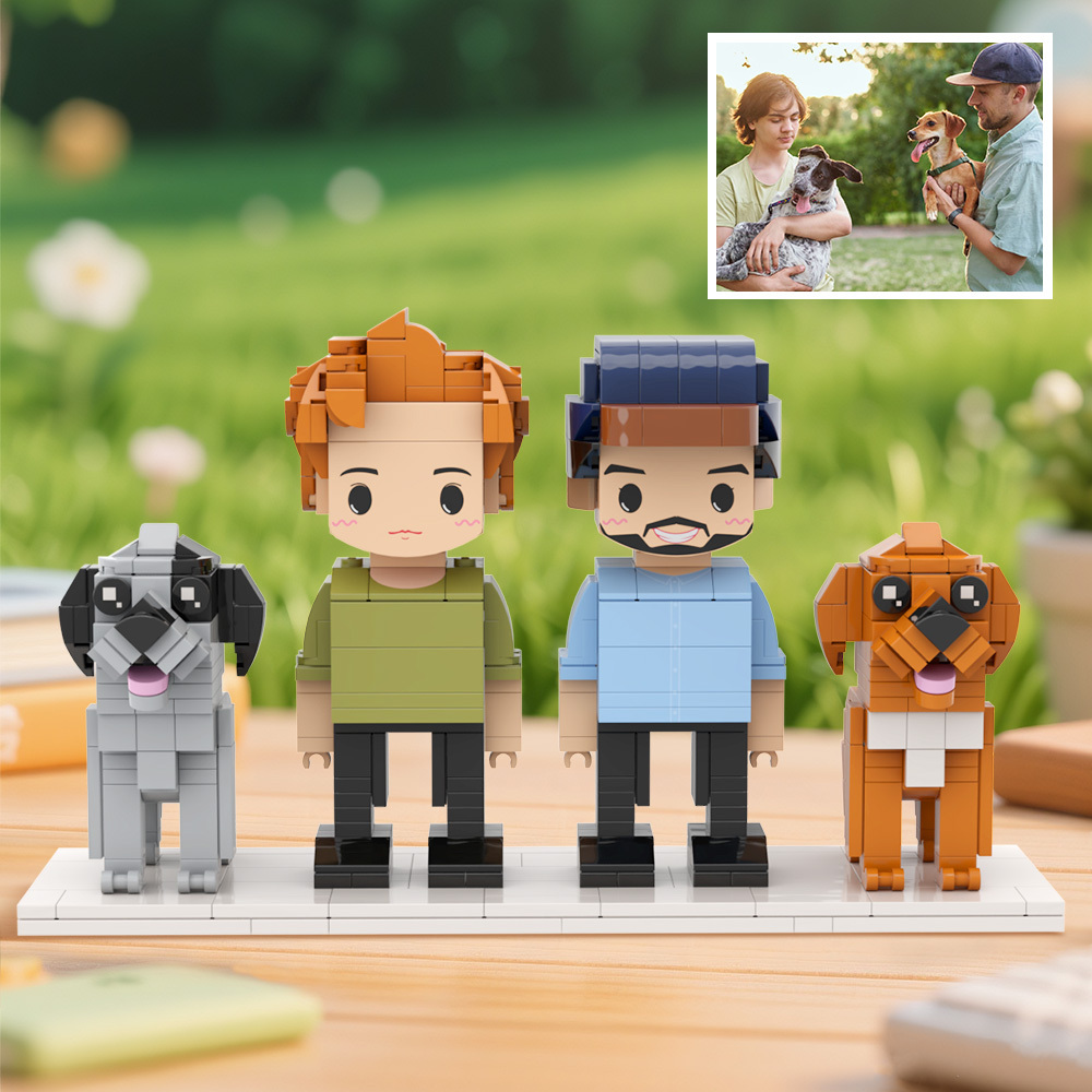 Personalized 1 People Fully Body People With Dog and Cat Pets Family Gifts