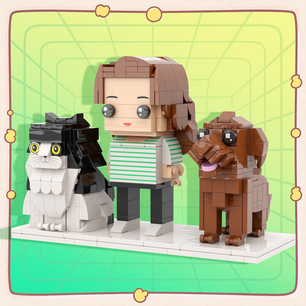 Full Body Customizable Brick Figures Persaonalized Brick Figures with Cat and Dog Gift To Remember