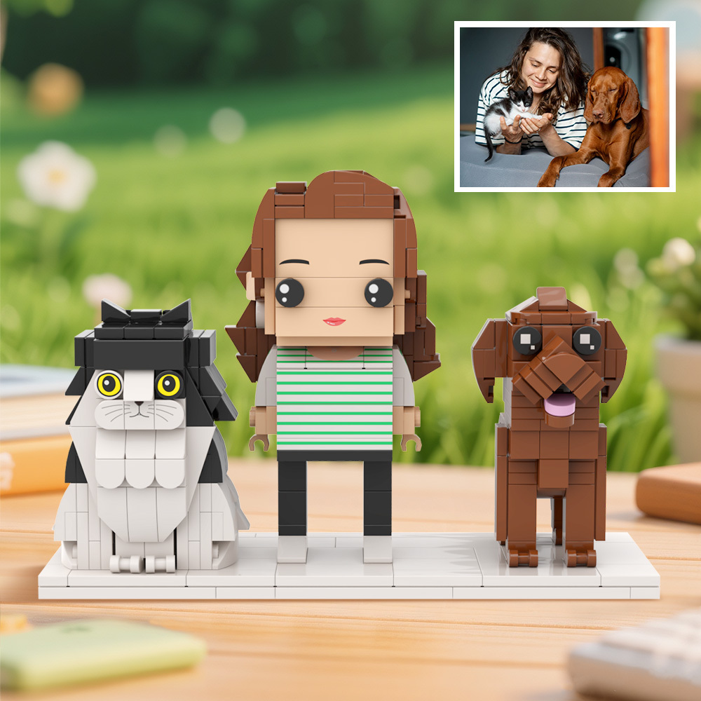 Full Body Customizable Brick Figures Persaonalized Brick Figures with Cat and Dog Gift To Remember