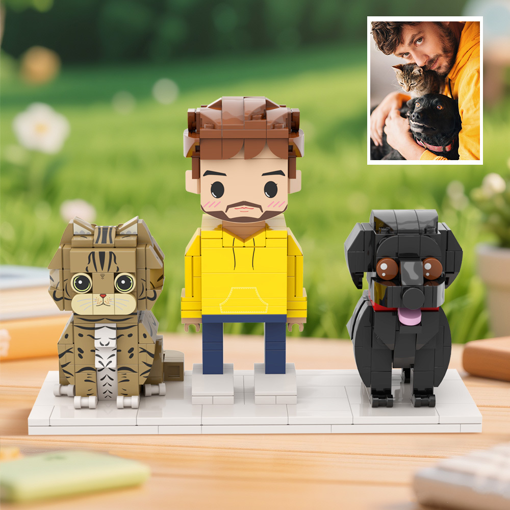 Personalized 1 People Fully Body People With Dog and Cat Pets Family Gifts