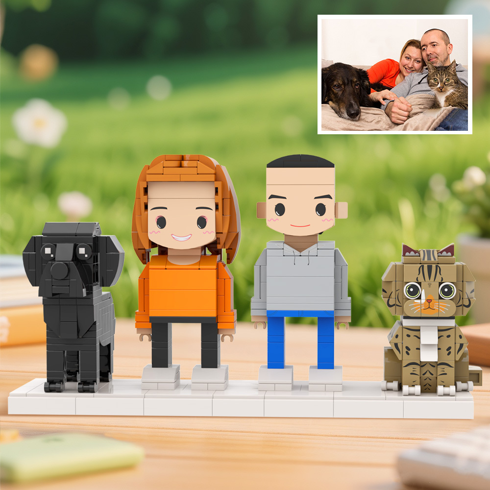 Personalized 1 People Fully Body People With Dog and Cat Pets Family Gifts