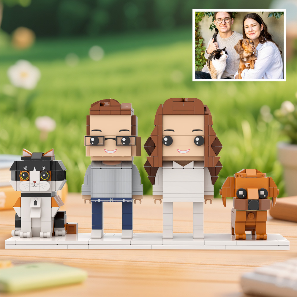 Personalized 1 People Fully Body People With Dog and Cat Pets Family Gifts