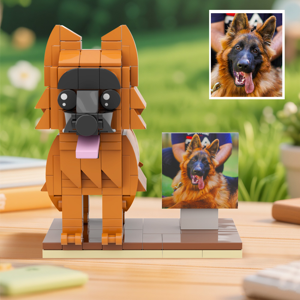 Custom Cute Pet Brick Figure Fully Body Customizable 1 Dog with Photo