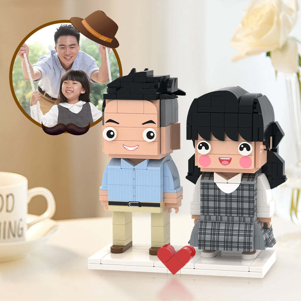 Hadiah Hari Ayah yang Menyenangkan Figur Bata 2 Orang Kustom Penuh Figur Bata Kustom Mainan Blok Partikel Kecil