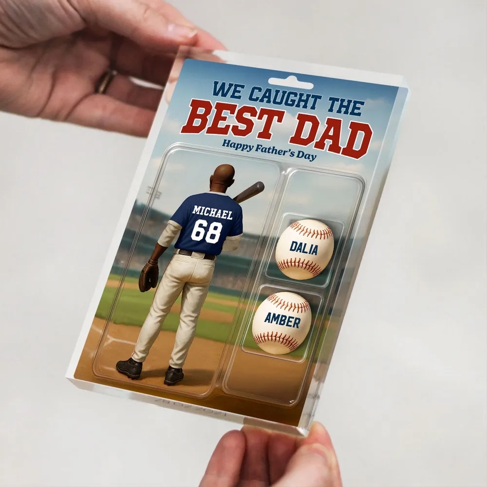 Custom Figure We Caught The Best Dad Baseball With Kids' Names Personalized Acrylic Block Plaque, Perfect Father's Day Gift For Him, For Dad, For Baseball Lover