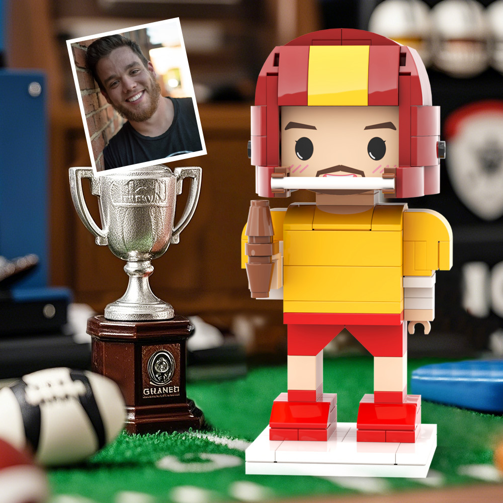 Customized Head Brick Figure American Football Player