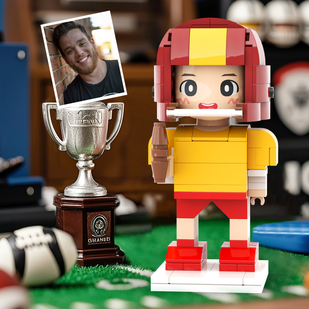 Customized Head Brick Figure American Football Player