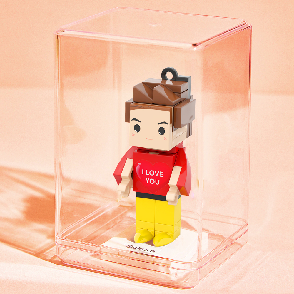 Customized Head Brick Figure I LOVE YOU Mini Brick Figures Small Particle Block