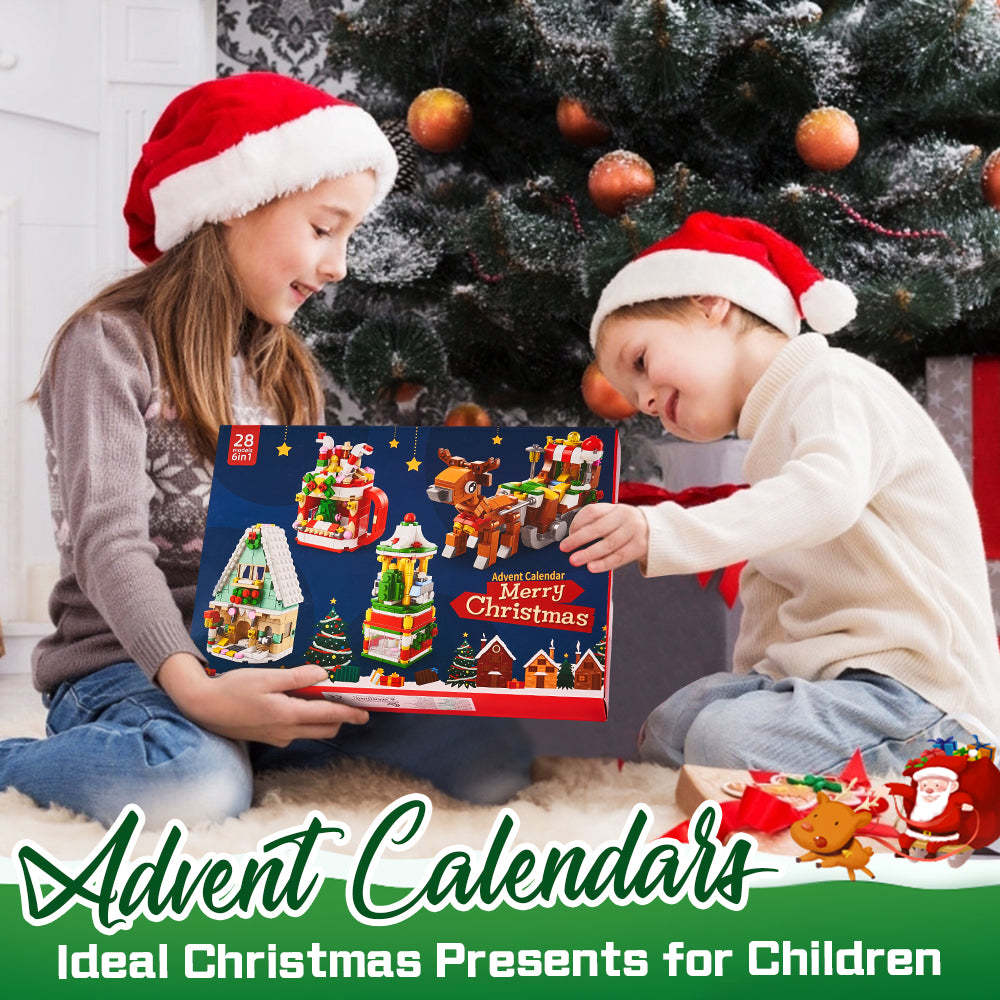 Christmas Sleigh Brick Figures Blind Box Christmas Brick Figures Surprise Blind Box 24 Calendar Countdown Gift Box