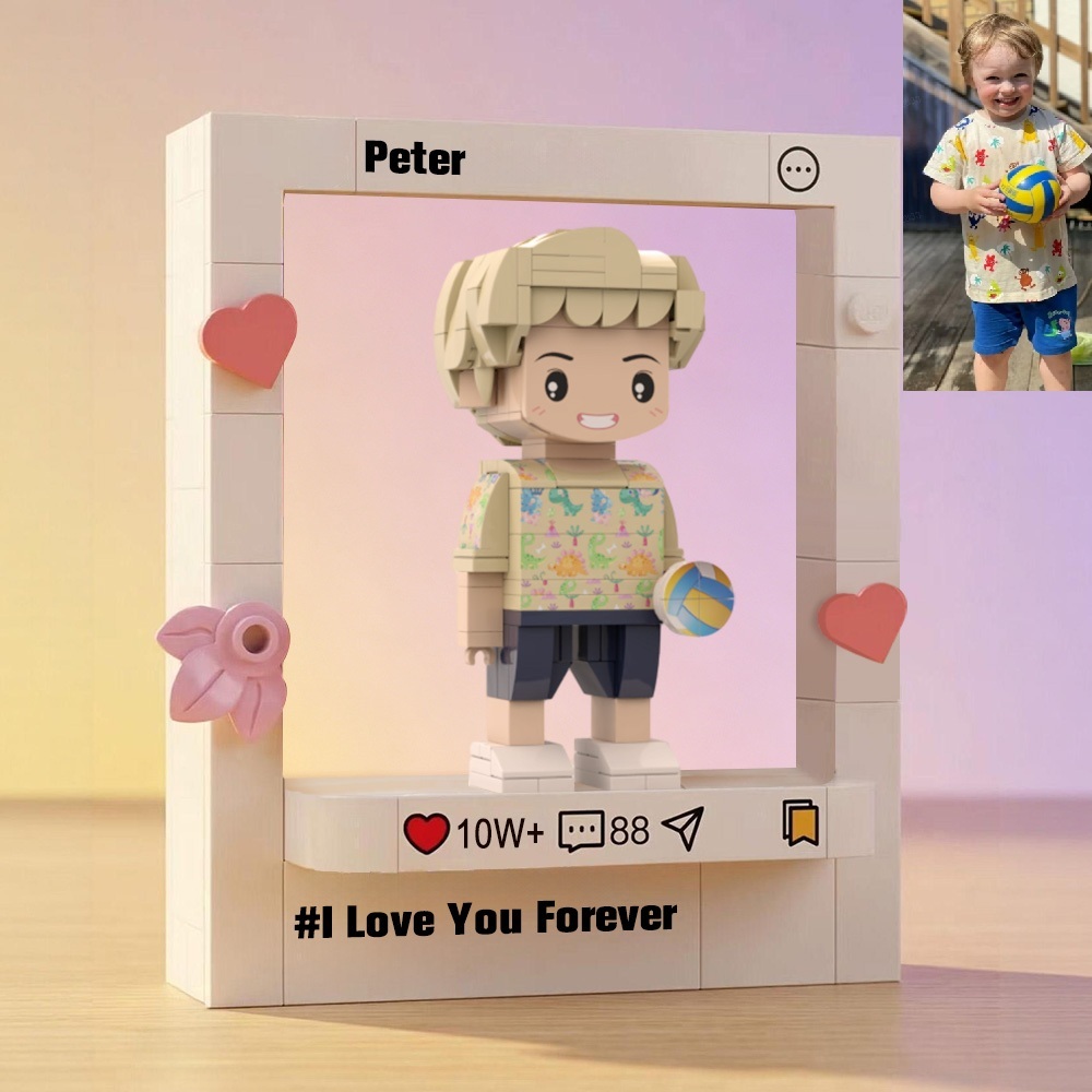 Personalized  Fully Body Brick Figure with Engrave Text Frame