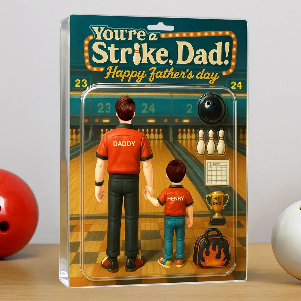 Strike! Custom Bowling Dad Acrylic Block Plaque – Personalized Father's Day Gift for Dad or Husband