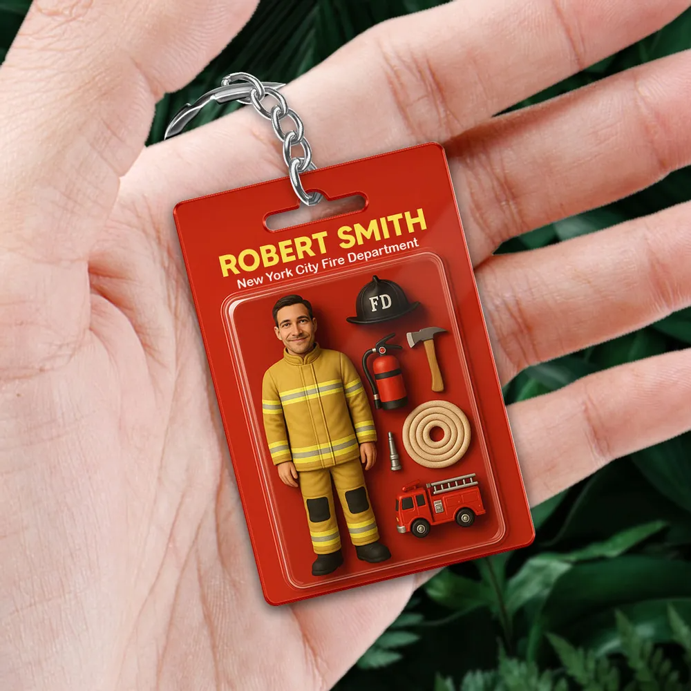 Custom 3D Effect Action Figure Pack Packaging Toy Box Style Art Gift Personalized Acrylic Keychain Gift for Family