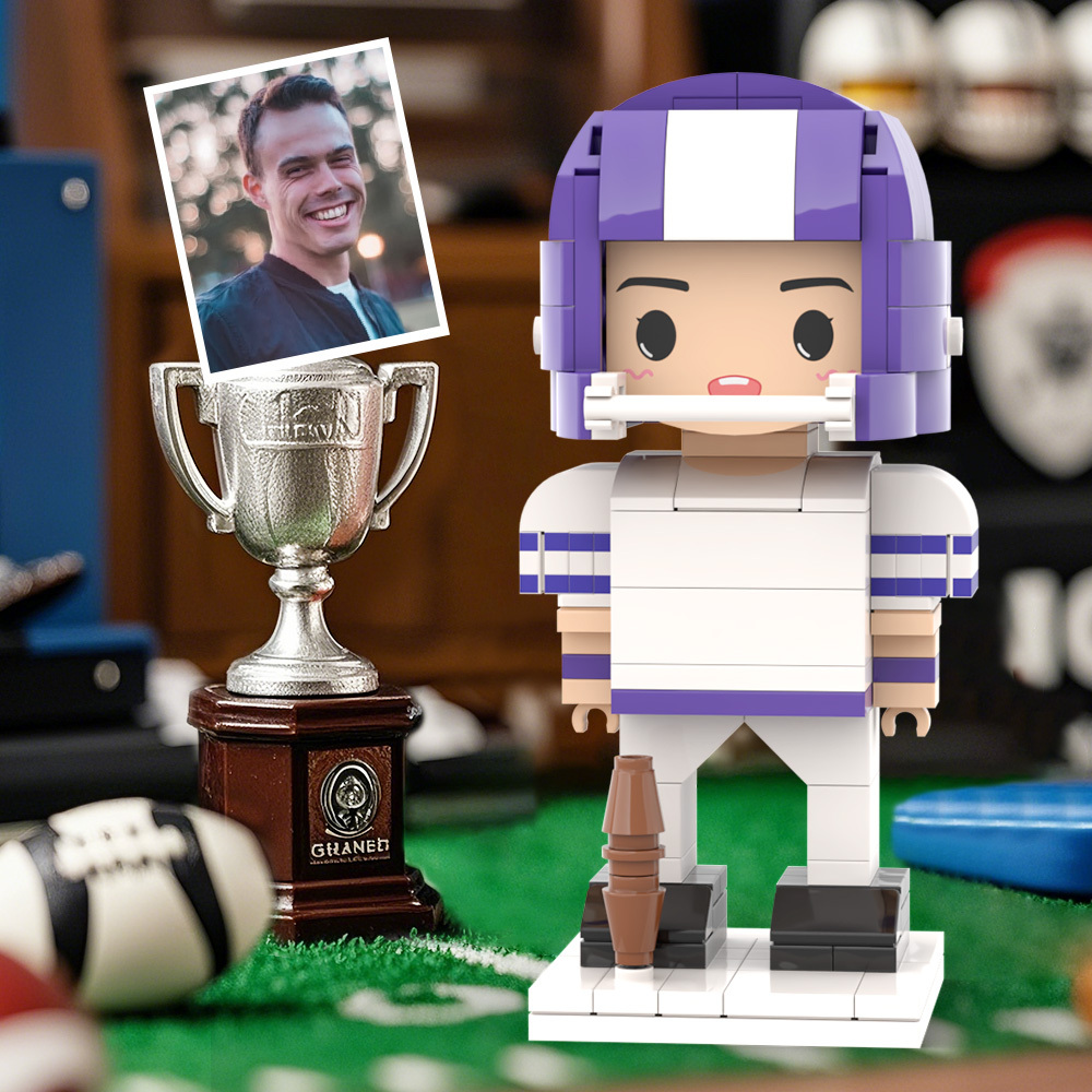 Customized Head Brick Figure American Football Player