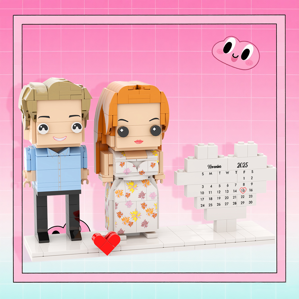Custom Heart Calendar Brick Figure Significant Date Marker Gifts for Anniversary