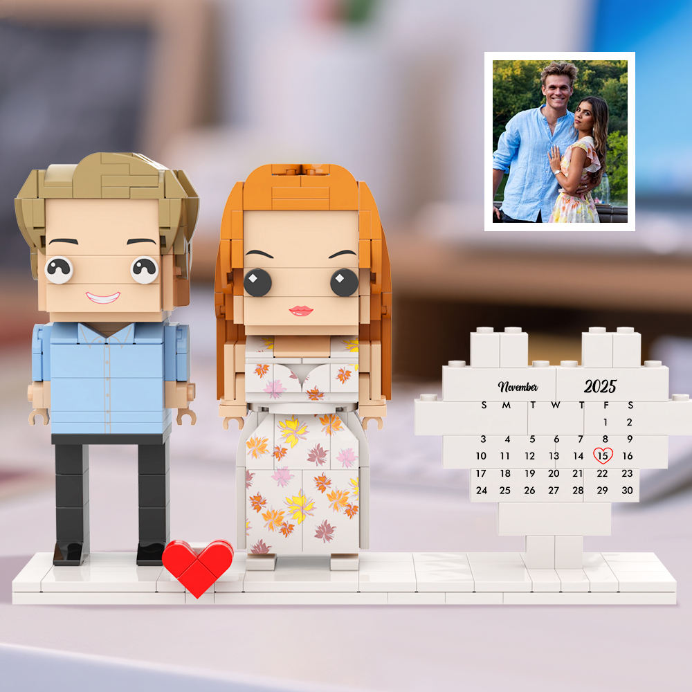 Custom Heart Calendar Brick Figure Significant Date Marker Gifts for Anniversary