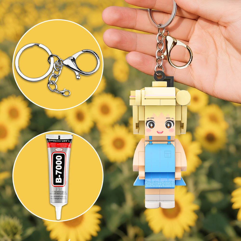 Mini Brick Figures Personalized 1 Person Keychain Funny Bag Charm