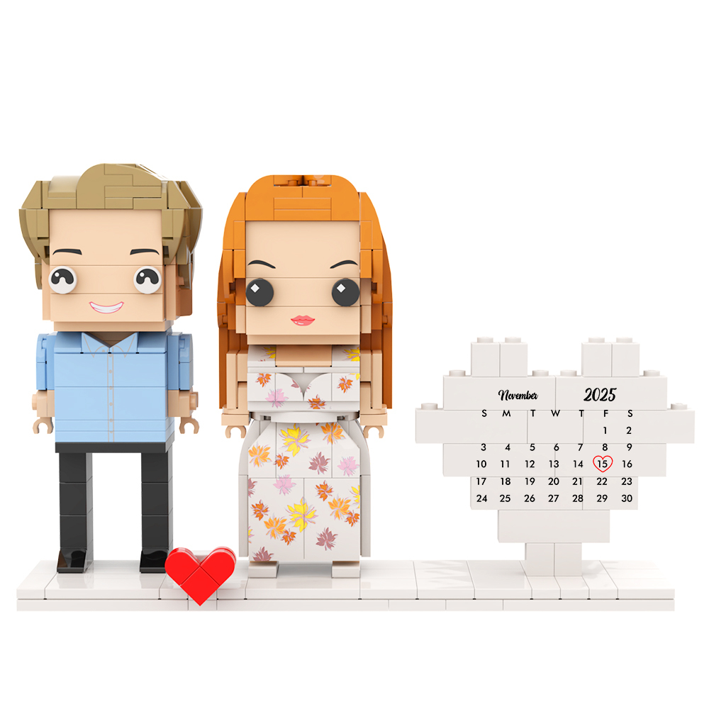 Custom Heart Calendar Brick Figure Significant Date Marker Gifts for Anniversary