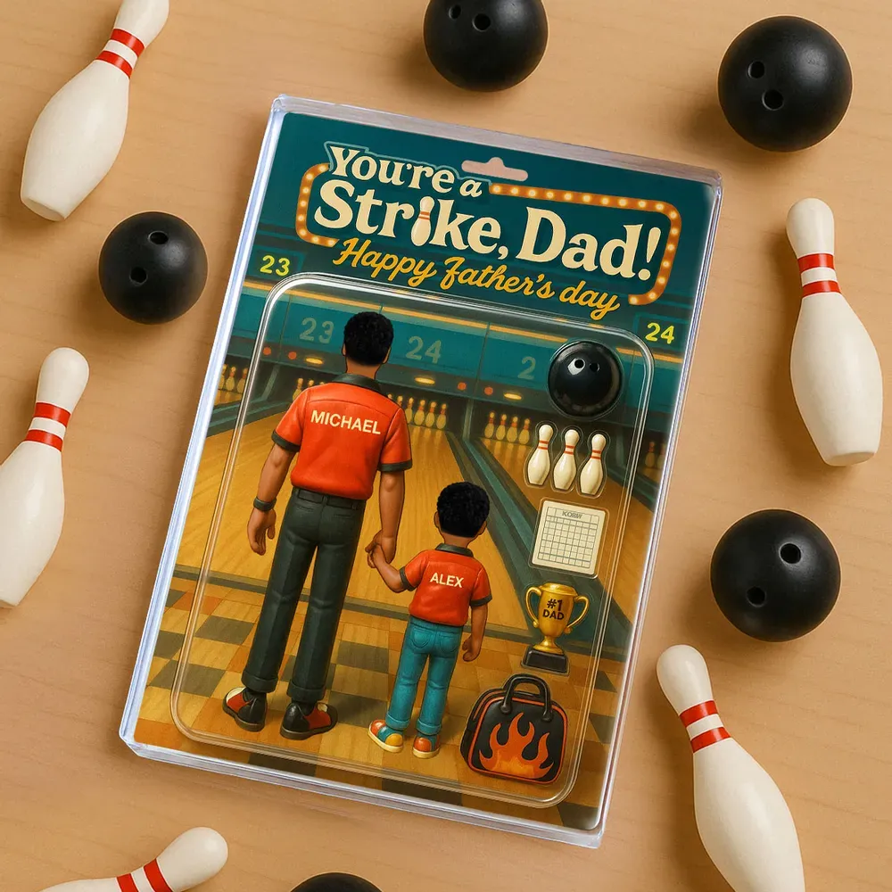 Strike! Custom Bowling Dad Acrylic Block Plaque – Personalized Father's Day Gift for Dad or Husband