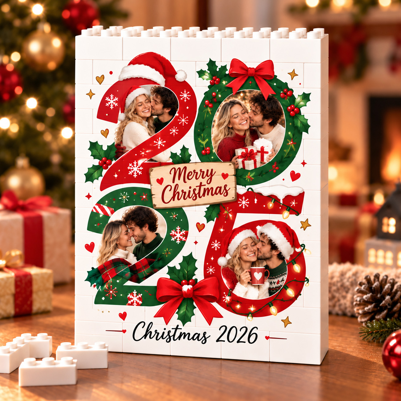 Custom Photo Brick Puzzle Frame – Build Your Love, A Romantic Couple Christmas Gift - 