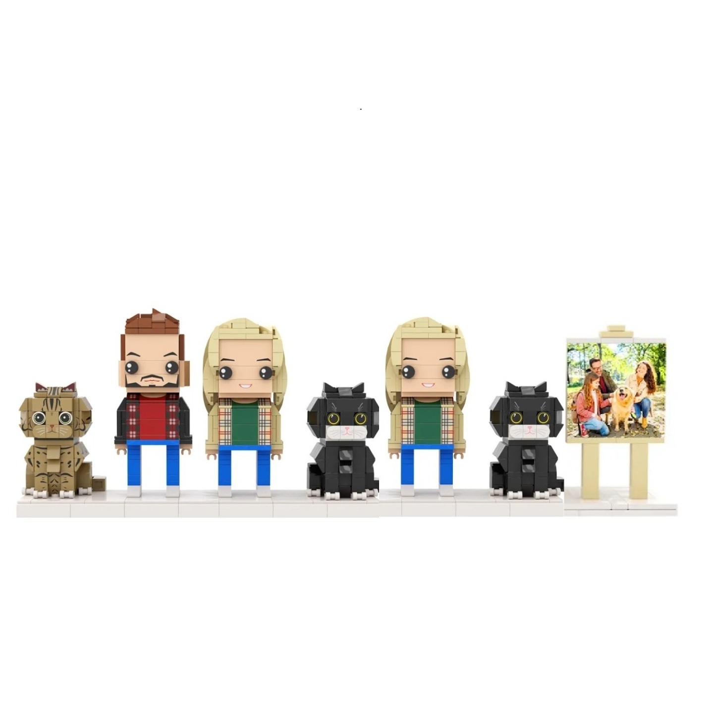 Personalized Fully Body 3-4 People With Cat Pets Family Gifts