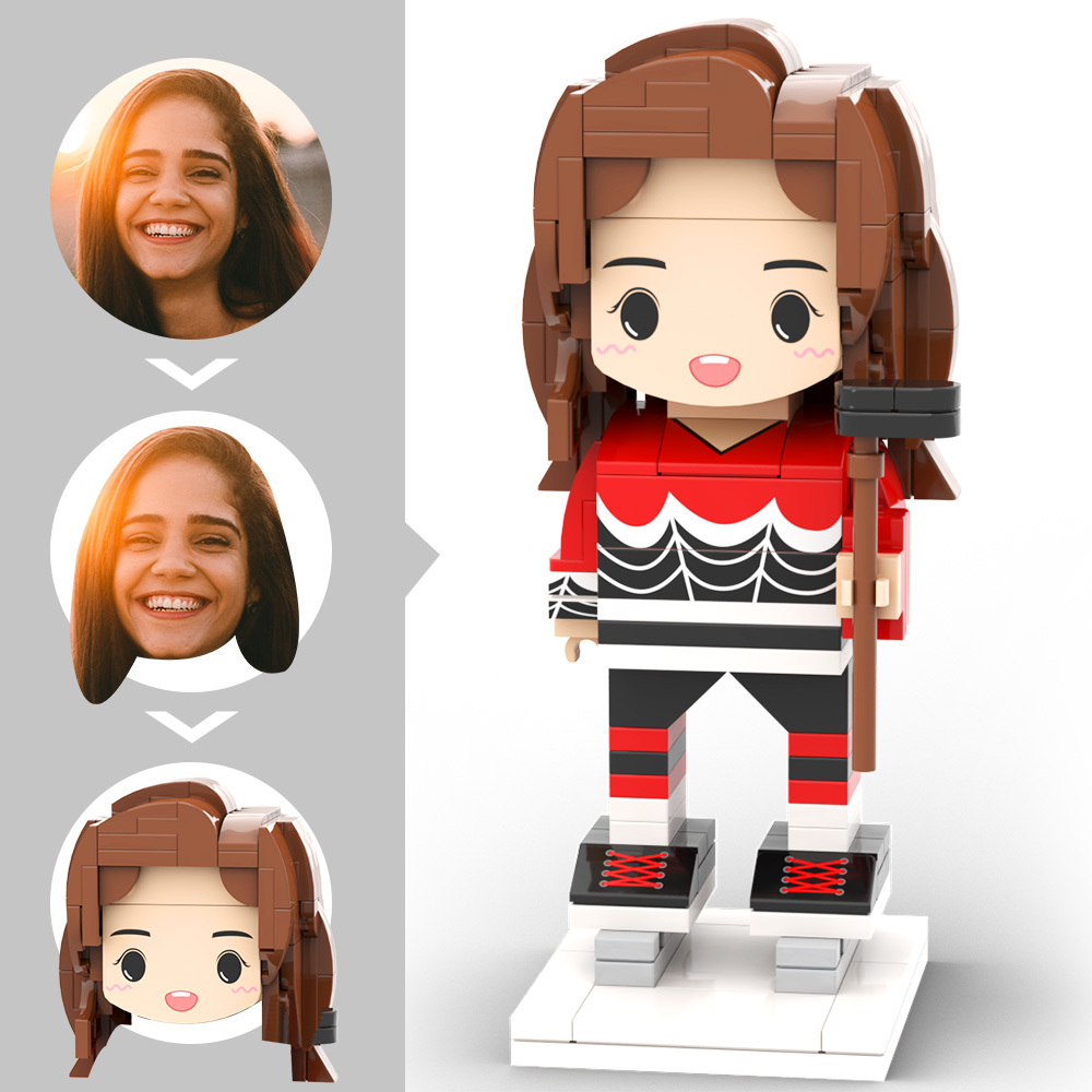 Customized Head Hockey Goalie in Defensive Pose Gift For Snowball Tournament Player