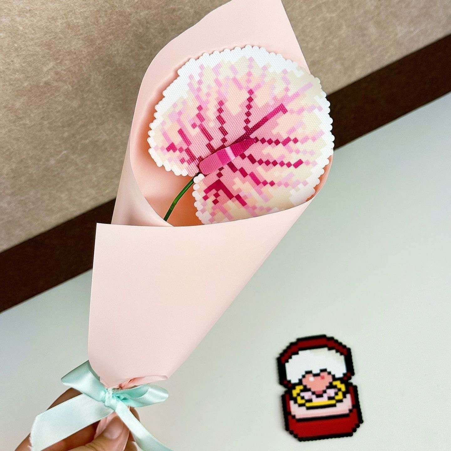 Pixel Bead Flower Bouquet – Handmade Forever Floral Gift for Her, Unique DIY Art Bouquet for Birthday, Anniversary & Mother’s Day