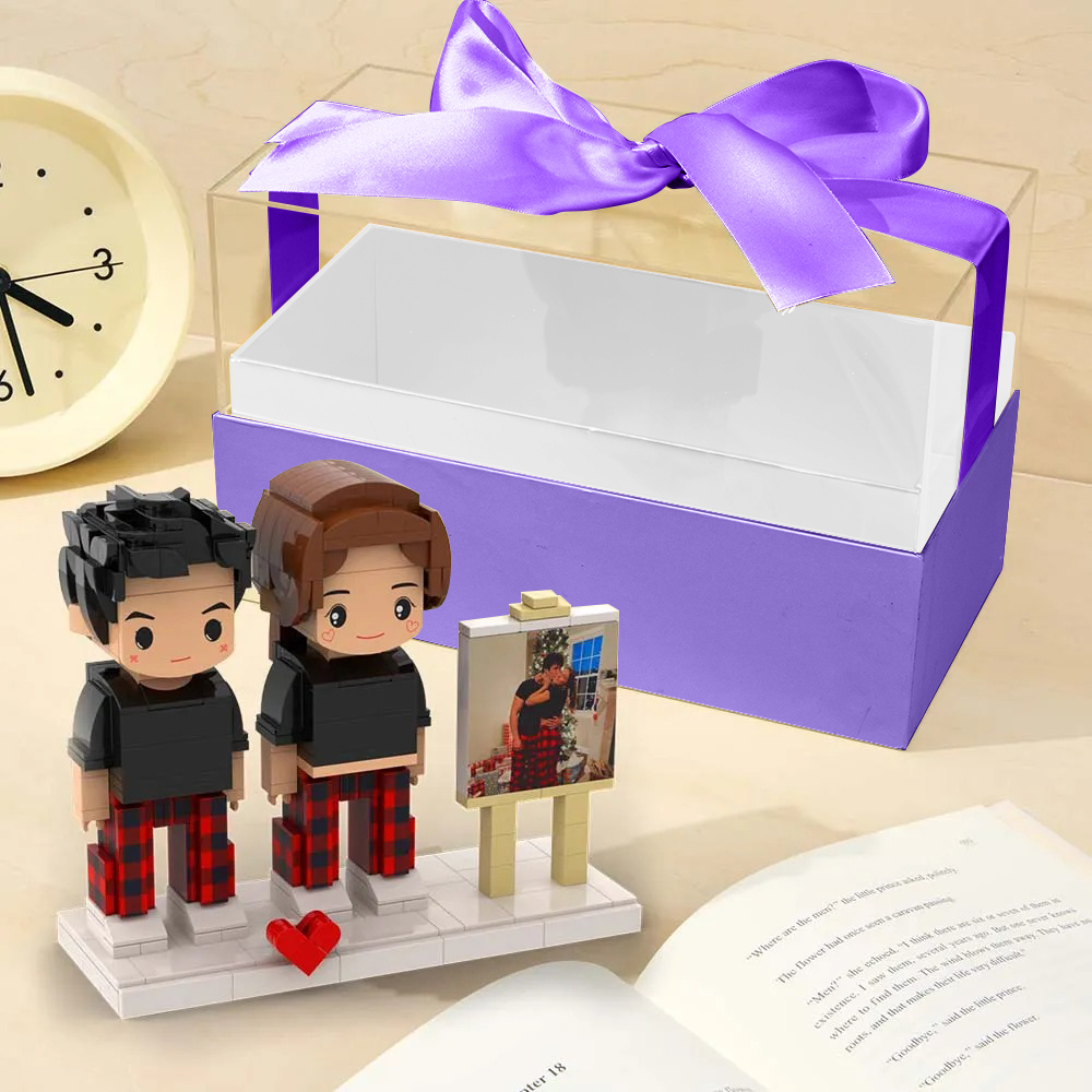 Custom Fully Body 2 People Custom Brick Figures with Gift Box Valentine's Day Gift