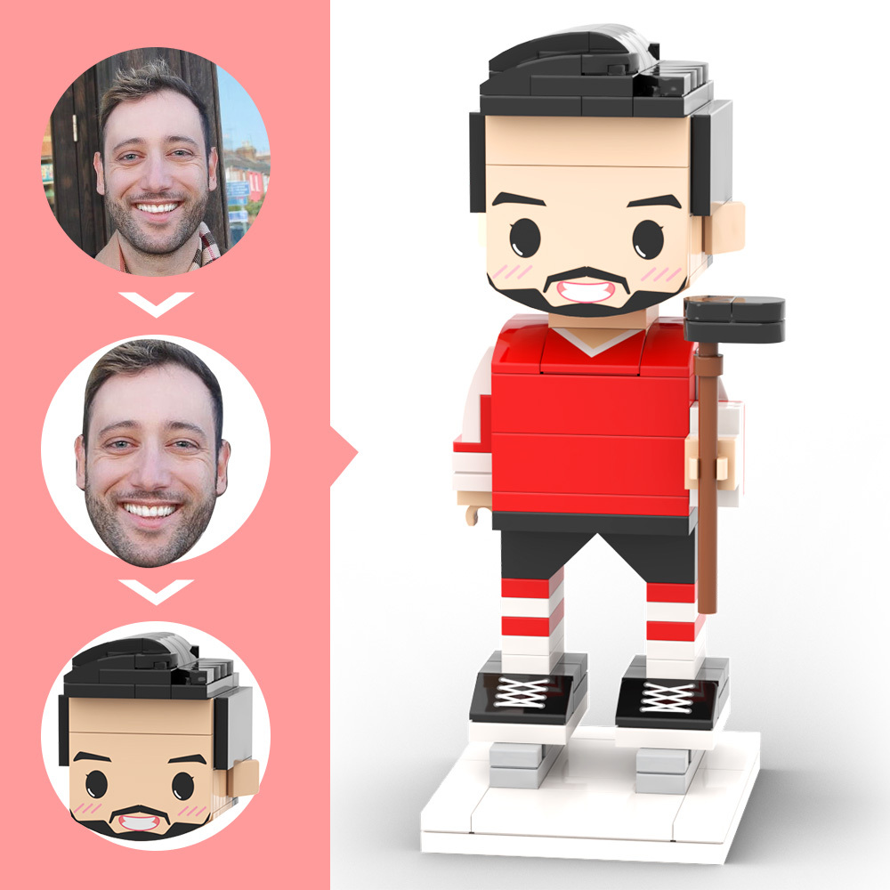 Customized Head Hockey Goalie in Defensive Pose Gift For Snowball Tournament Player