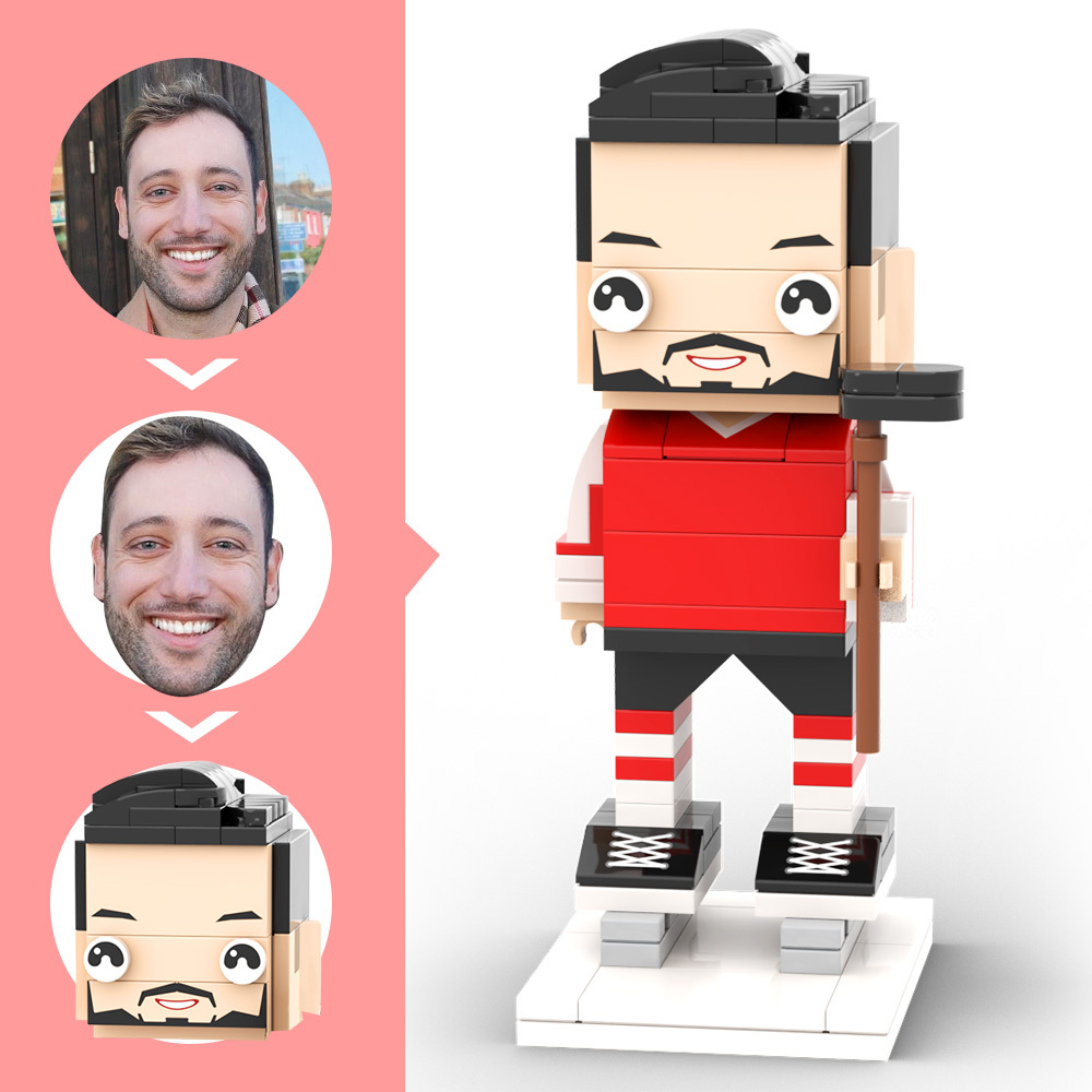 Customized Head Hockey Goalie in Defensive Pose Gift For Snowball Tournament Player
