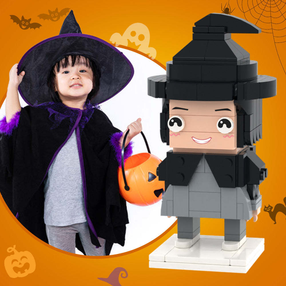 Halloween Gifts Little Wizard Brick Figures Full Body Customizable 1 Person Brick Figures Custom Brick Figures Personalized Small Particle Block Toy