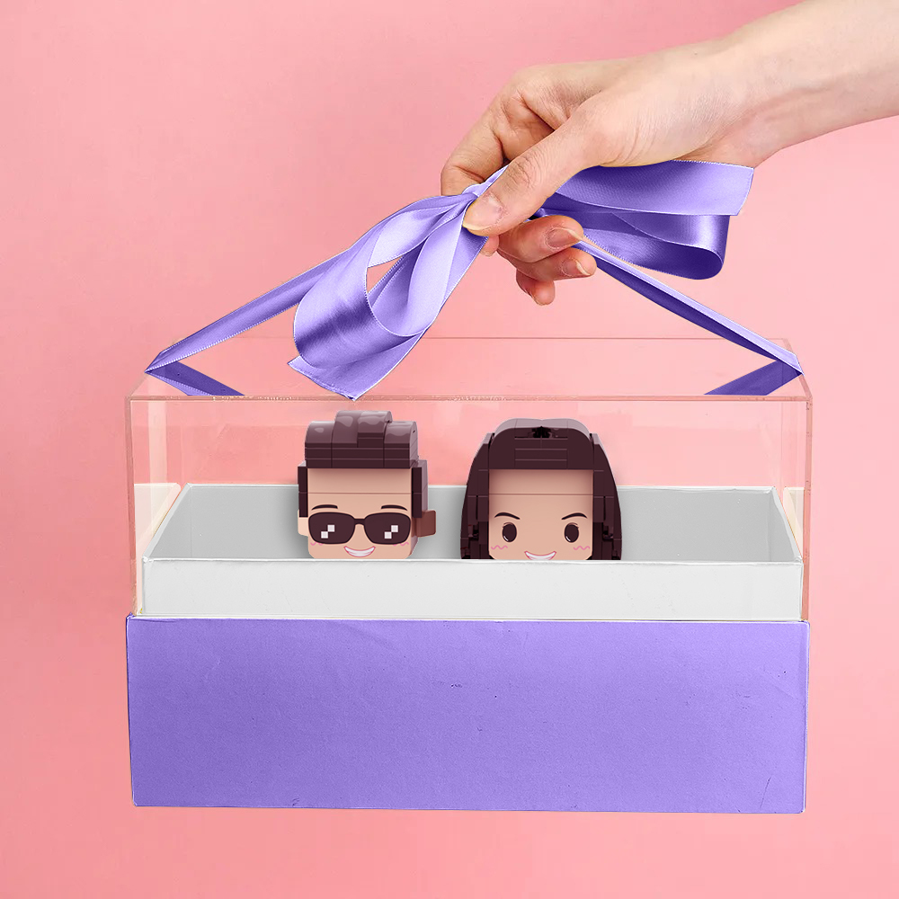 Custom Fully Body 2 People Custom Brick Figures with Gift Box Valentine's Day Gift