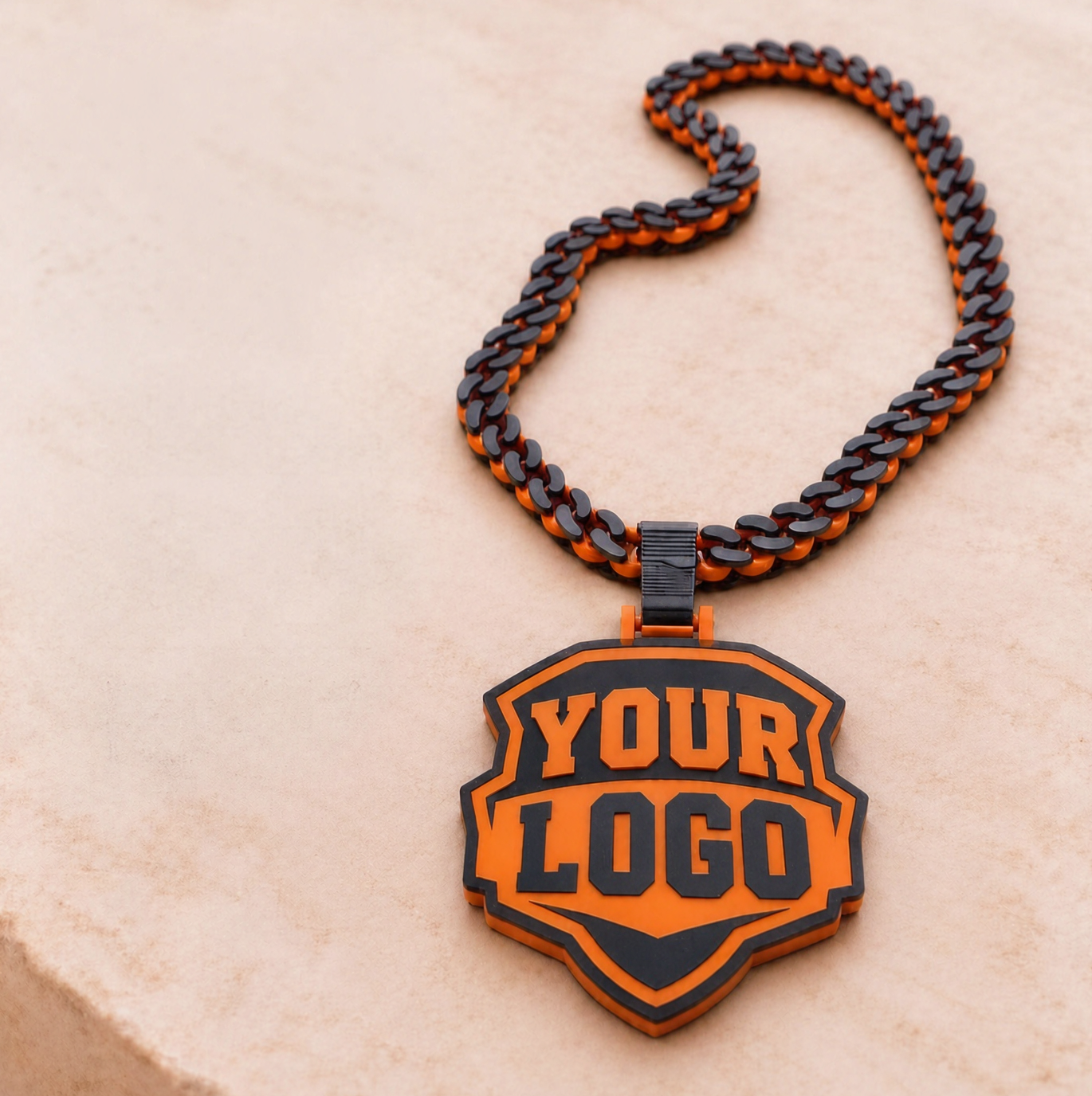 Custom Logo Hype Chain 3D Printed, Cuban Link Style Gifts for Soccer Fans