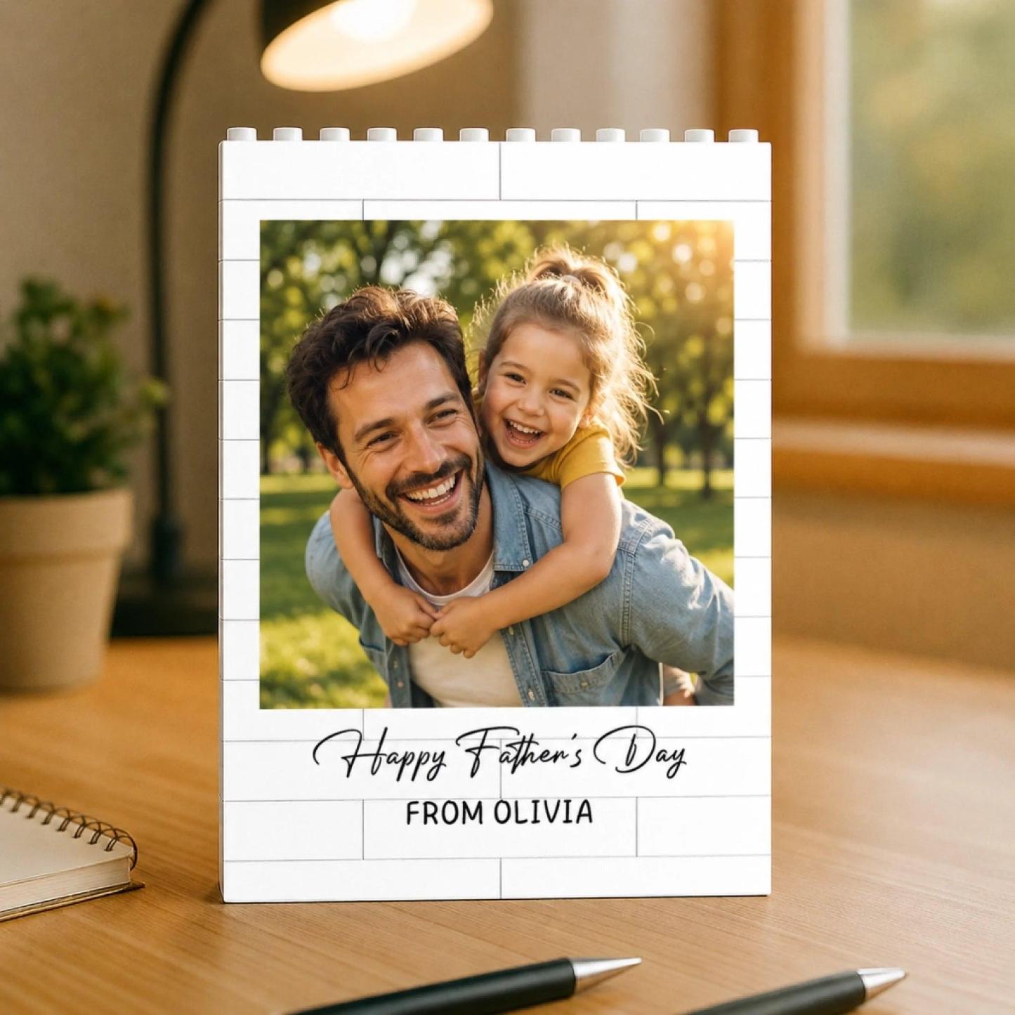 Custom Photo Happy Father's Day Building Brick Blocks Gift For Family