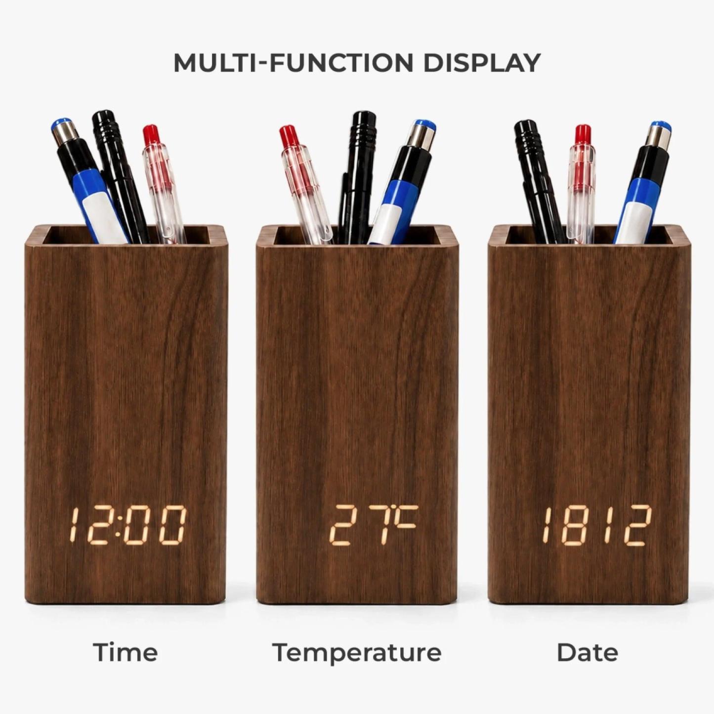 Personalised Best Daddy In The World Pen Holder With Clock for Dad