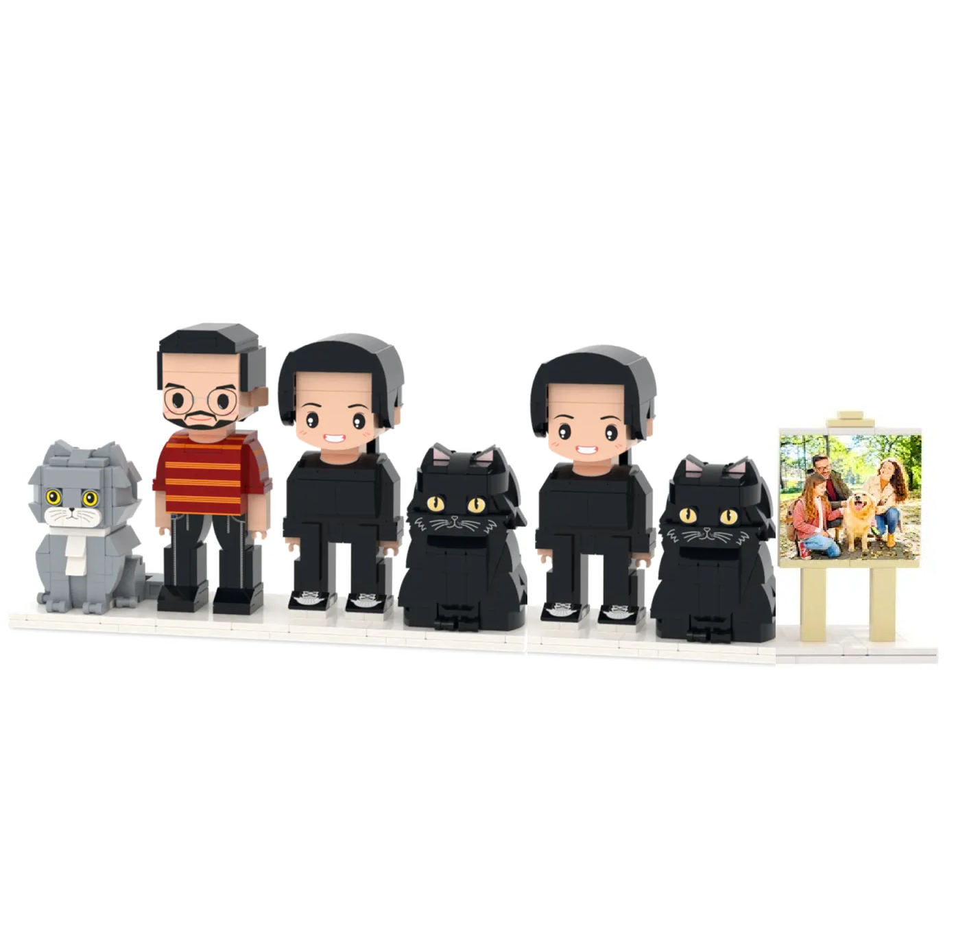Personalized Fully Body 3-4 People With Cat Pets Family Gifts