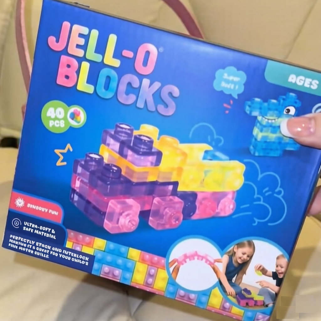 JELL-O BLOCKS: 40-Piece Montessori Sensory Building Soft Blocks - 