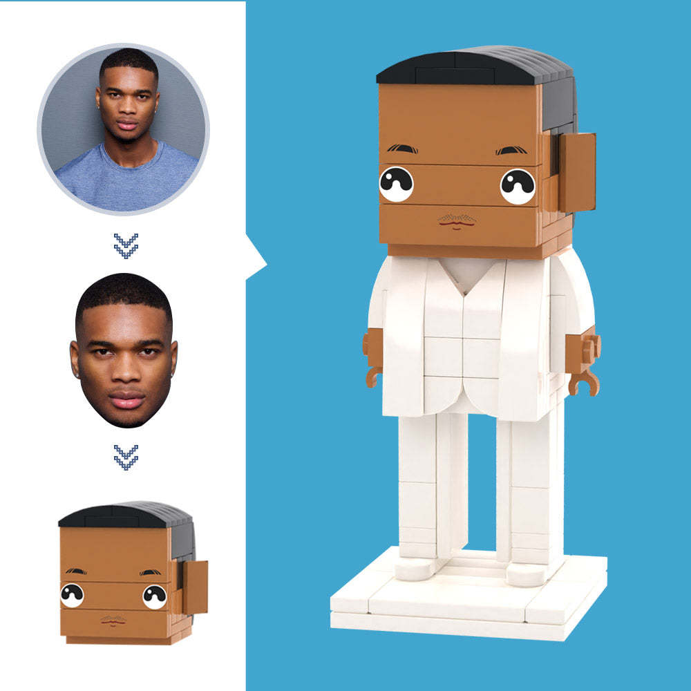 Customized Head White Dress Figures Small Particle Block Toy Customizable Brick Art Gifts