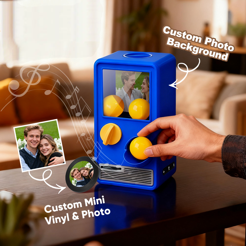 Personalized Music and Photo Music Gachapon Machine Custom Song Mini Record Box Retro Anniversary Gift - 