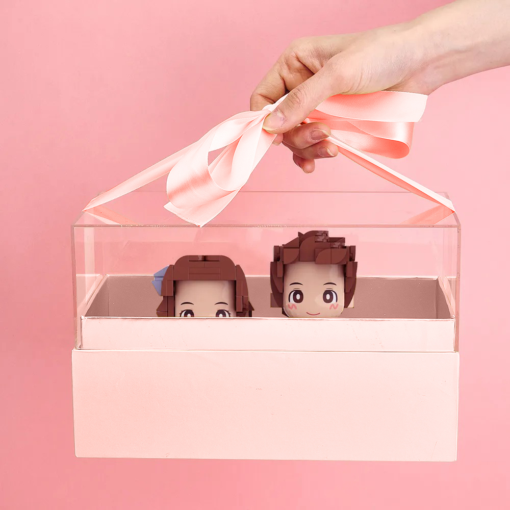 Custom Fully Body 2 People Custom Brick Figures with Gift Box Valentine's Day Gift