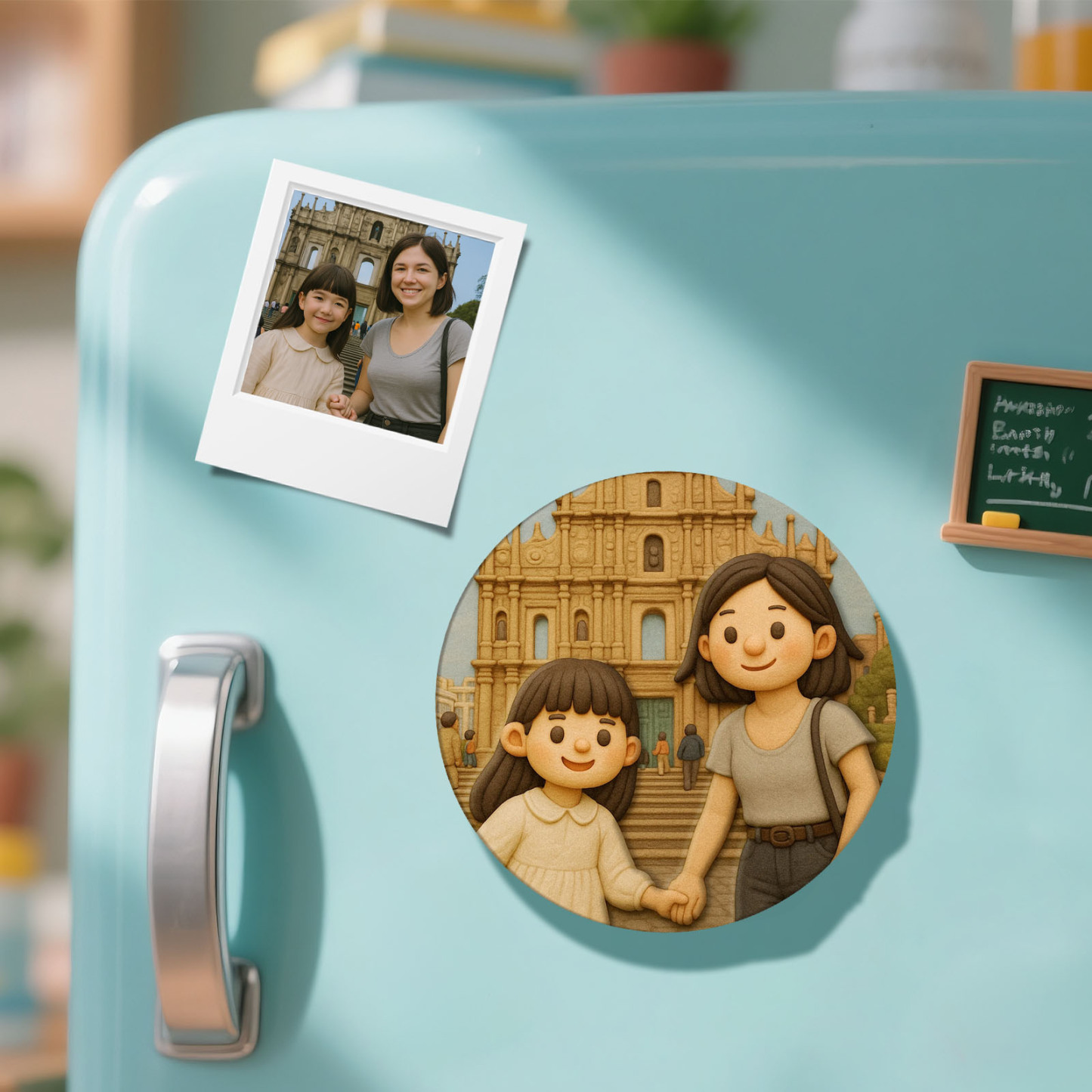 Custom 3D Cartoon Personalized Photo Fridge Magnet Badge -