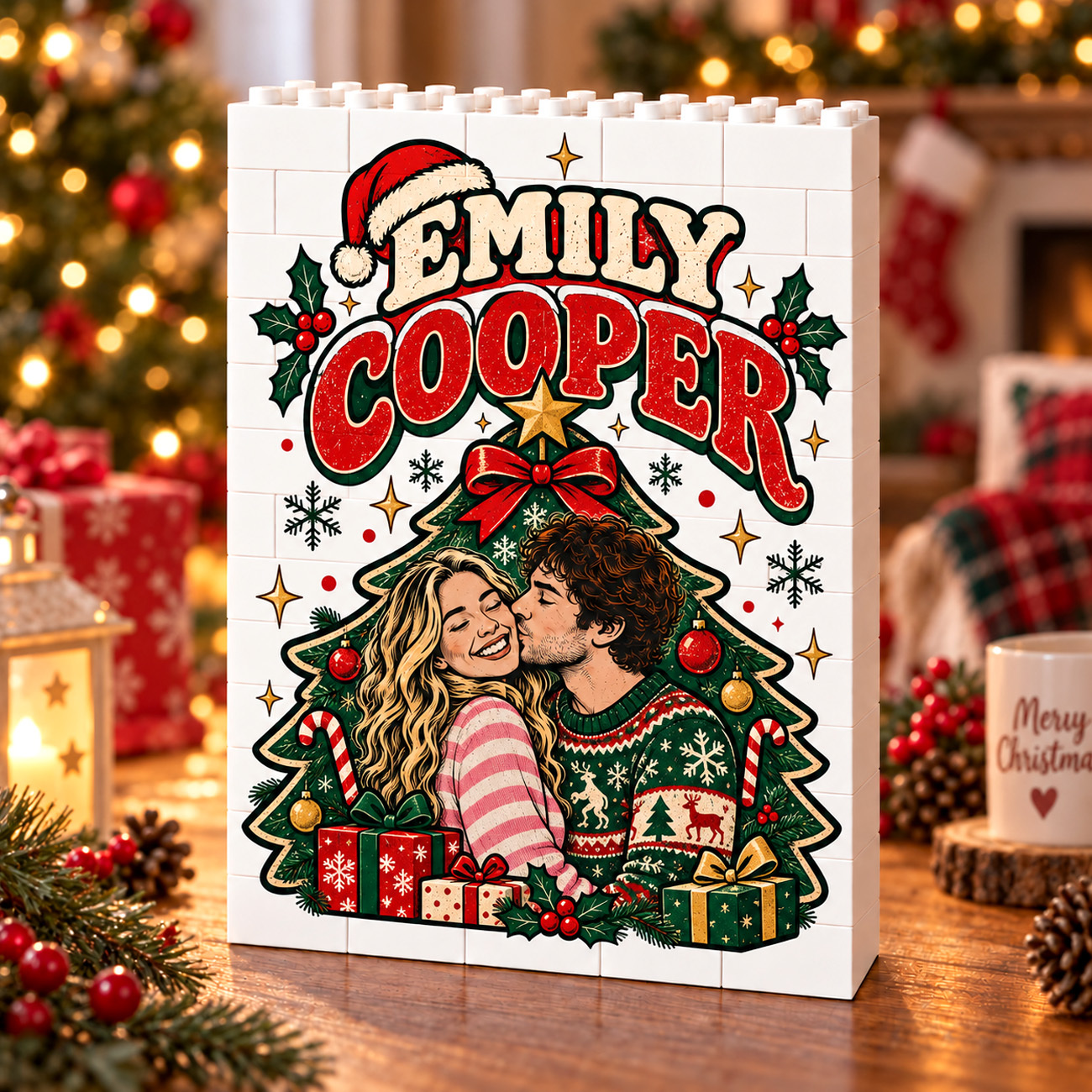 Custom Photo Brick Puzzle Frame – Build Your Love, A Romantic Couple Christmas Gift - 