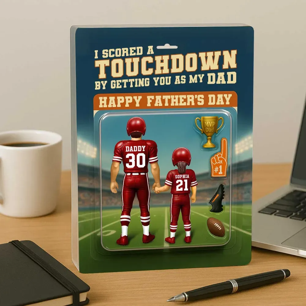 I Scored a Touchdown Getting You as My Dad – Personalized Custom Figure Acrylic Block Plaque, Father's Day Gift for Dad or Husband