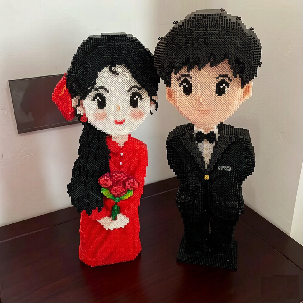 Custom Full Body 3D Pixel Bead Figurine Handmade Mini Figure Gift for Couple