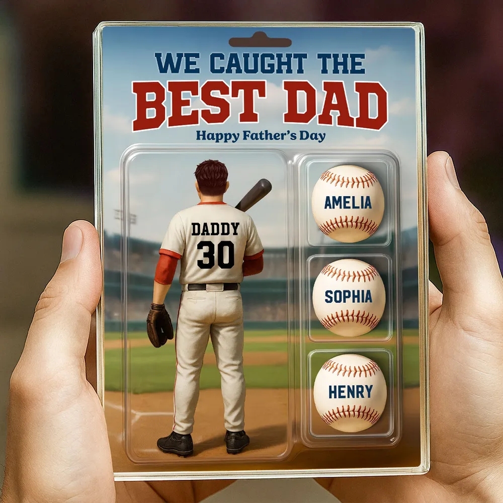 Custom Figure We Caught The Best Dad Baseball With Kids' Names Personalized Acrylic Block Plaque, Perfect Father's Day Gift For Him, For Dad, For Baseball Lover