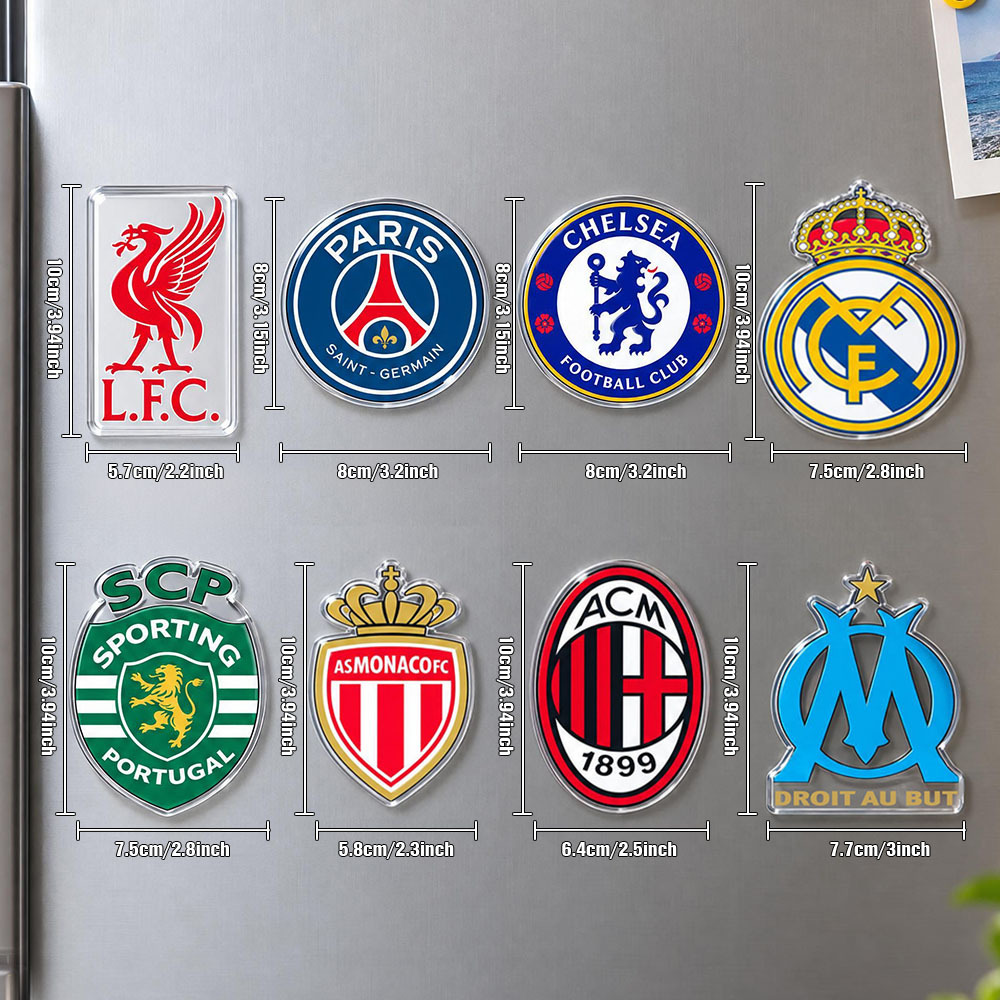 Football Club Badge Acrylic Fridge Magnet | Soccer Team Crest Refrigerator Magnet - 